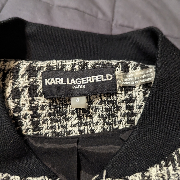 Karl Lagerfeld Tweed Bomber Jacket M - Picture 6 of 6